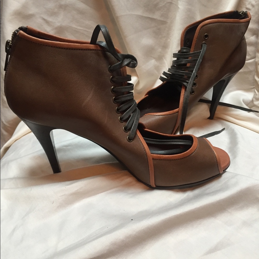3.5 inch high heel w/ laced up design and peep toe